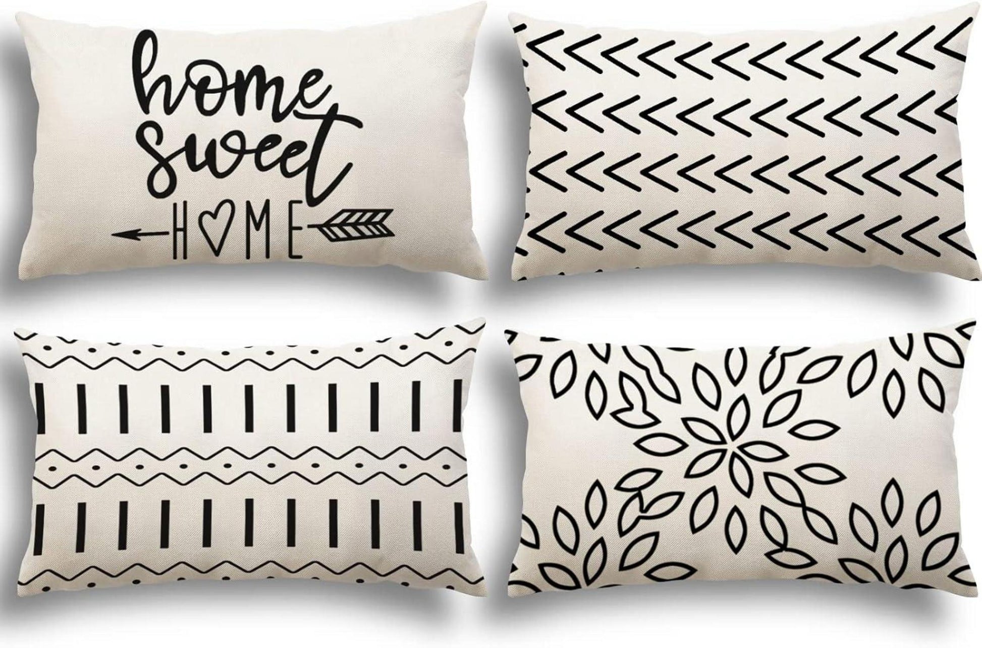 Kissenbezüge Leinen Deko Sofa Couch 30x50cm 4er Set Creme