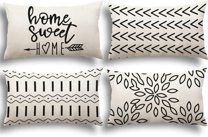 Kissenbezüge Leinen Deko Sofa Couch 30x50cm 4er Set Creme