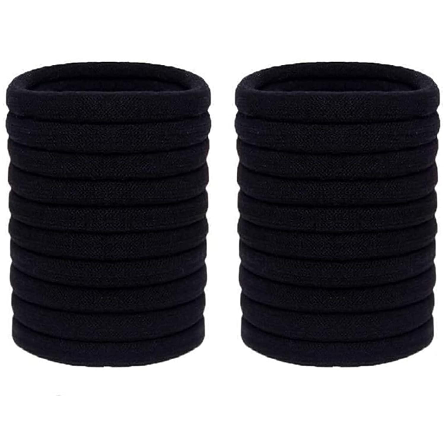 20 Schwarz Haargummis Premium Baumwolle elastisch Mädchen Dutt