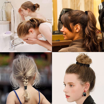20 Premium Haargummis Schwarz Baumwolle elastisch Mädchen Haarband