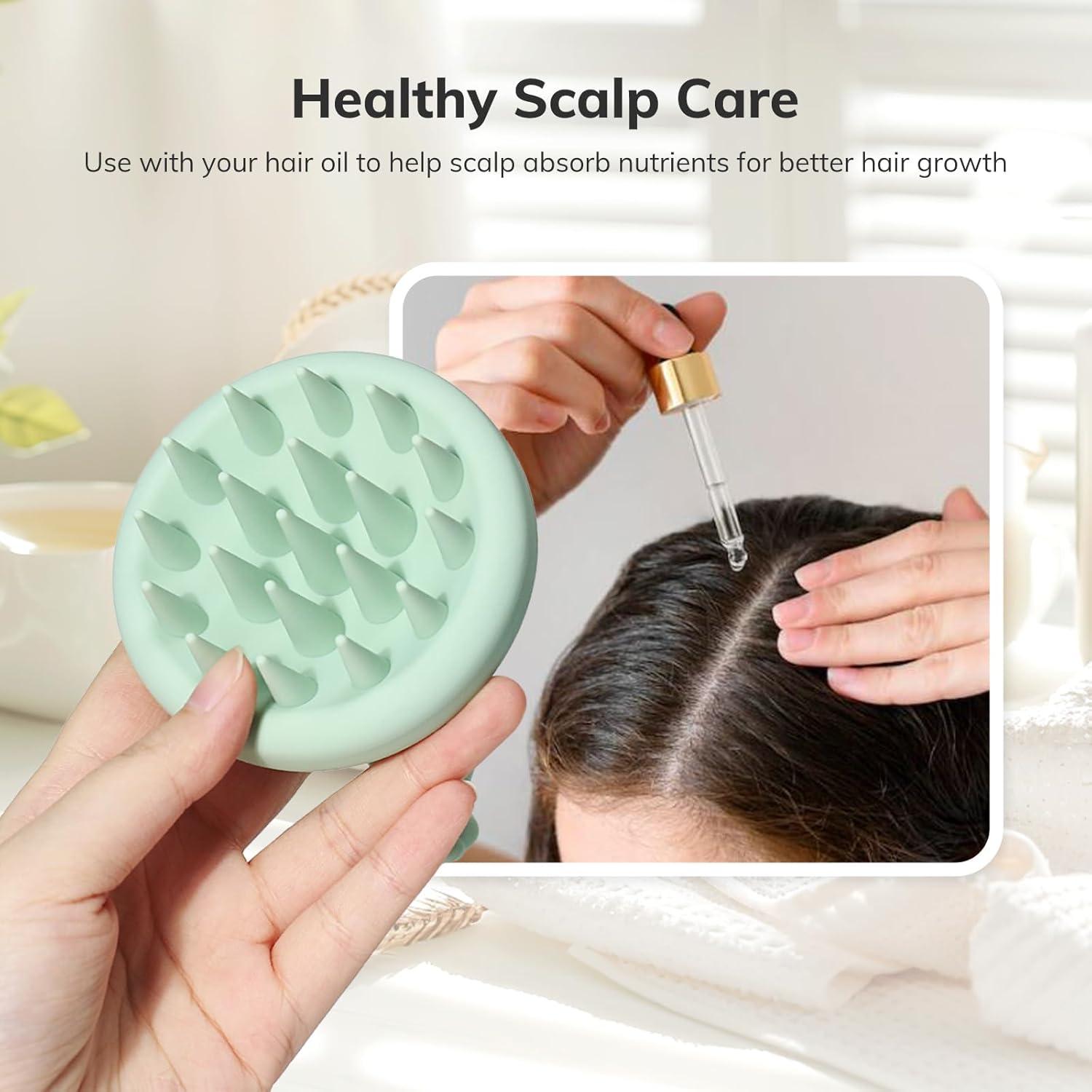 Silikon Kopfhaut Massagebürste Shampoo Bürste für Peeling Kopfmassage Tannen Grün