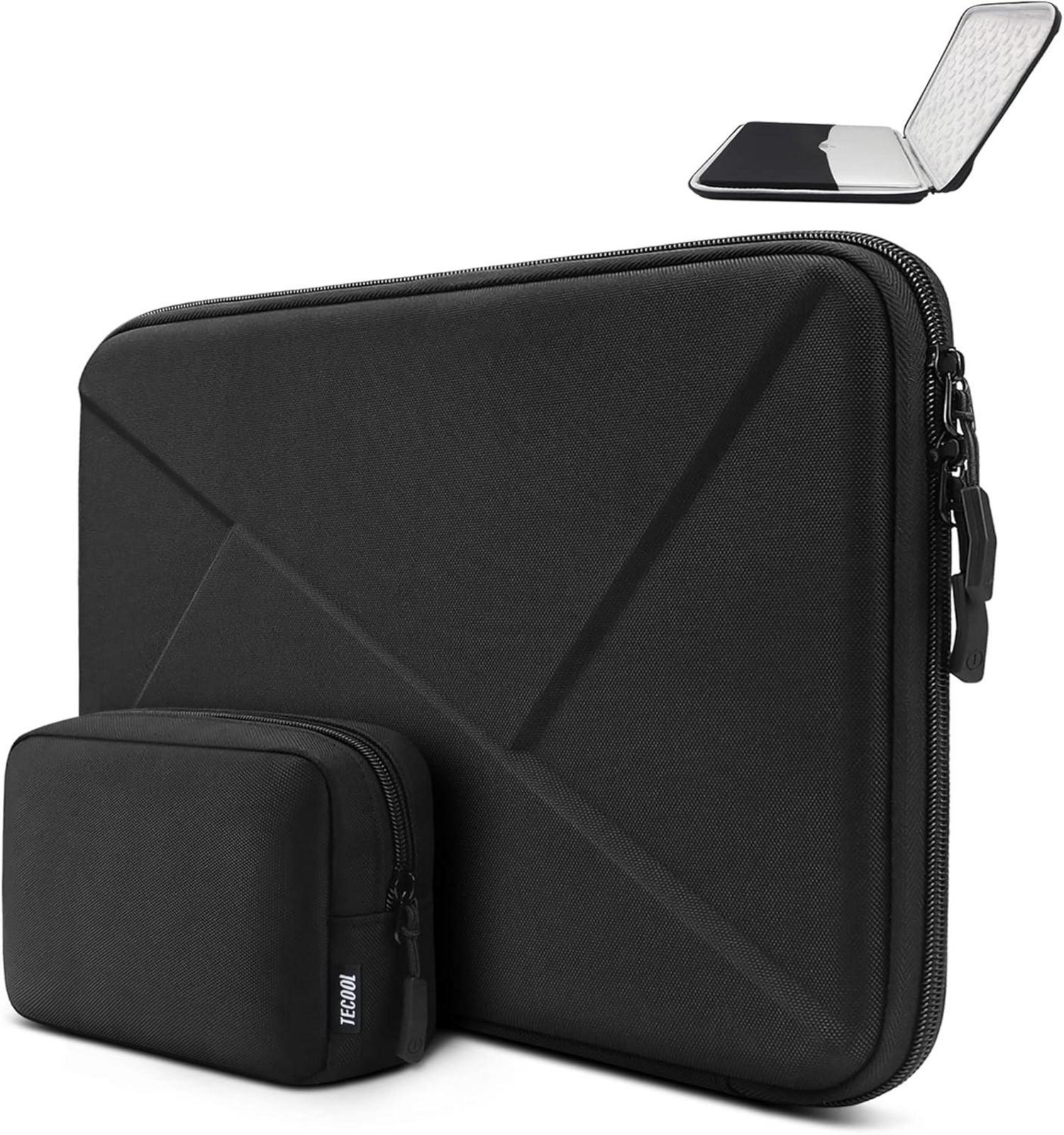 TECOOL Laptophülle 13 Zoll Stoßfest MacBook Air Pro 13-Schwarz
