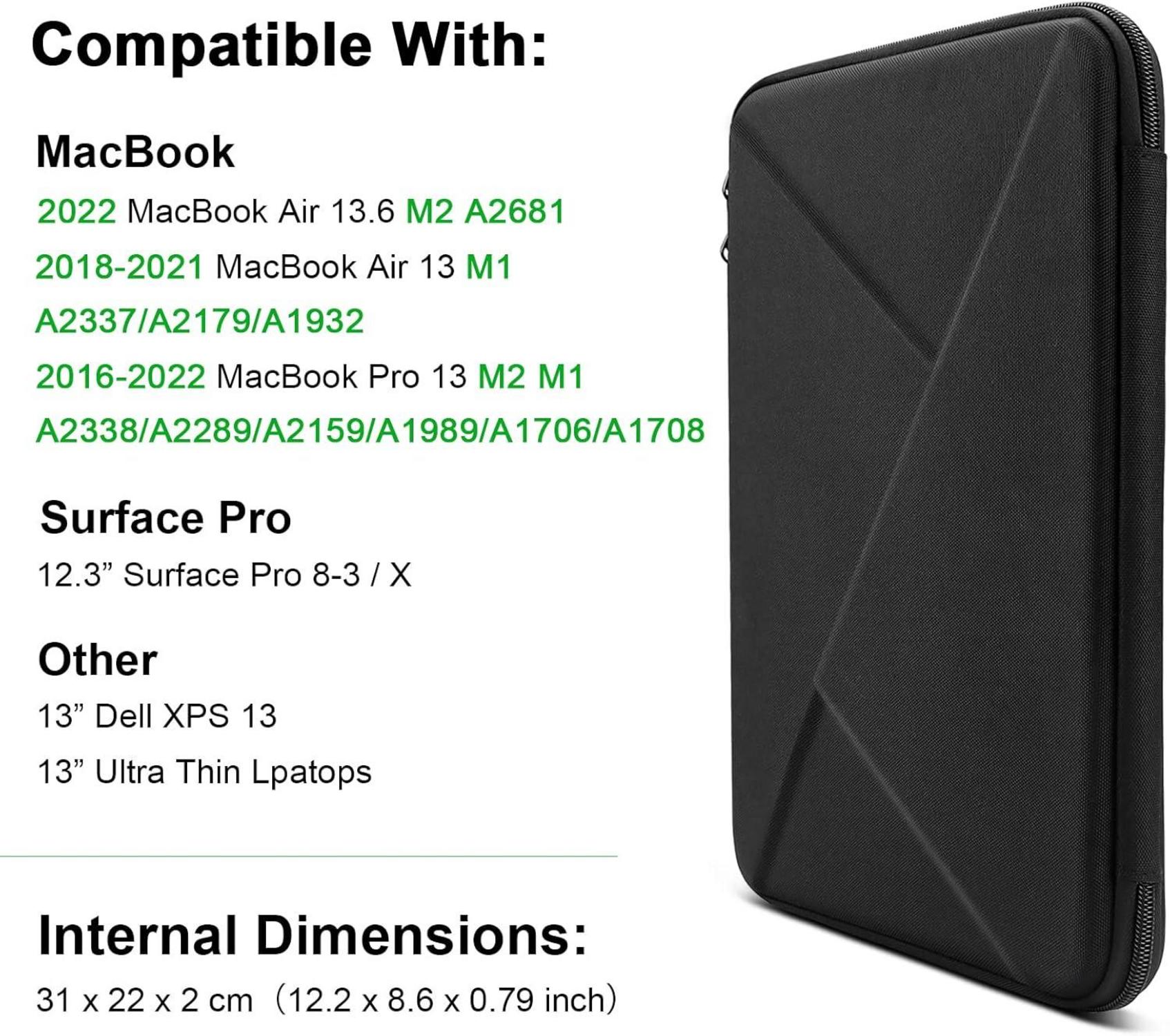 TECOOL Laptophülle 13 Zoll MacBook Air Pro Tasche Schwarz