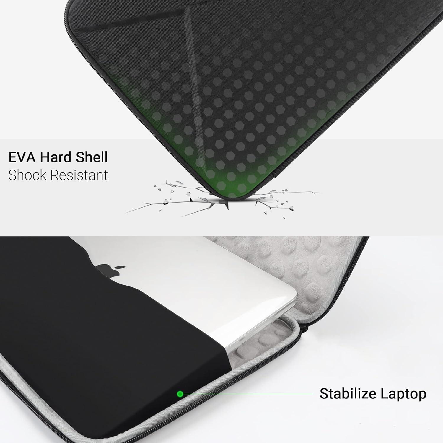 TECOOL Laptophülle 13 Zoll Stoßfest MacBook Air Pro 13-Schwarz