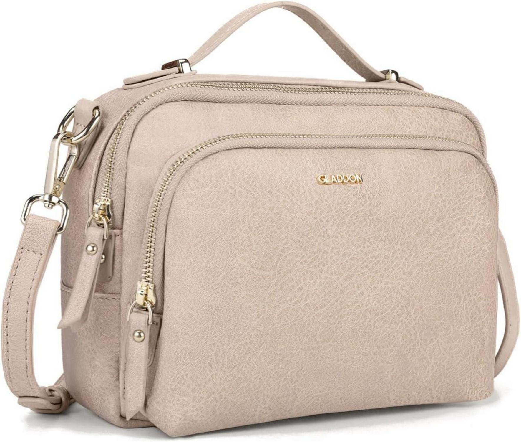 Kleine Umhängetasche Damen Leder Crossbody Schultertasche Schwarz