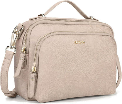 Kleine Umhängetasche Damen Leder Crossbody Schultertasche Schwarz