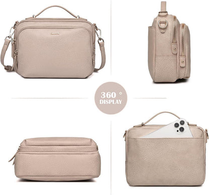 Kleine Umhängetasche Damen Leder Crossbody Schultertasche Schwarz