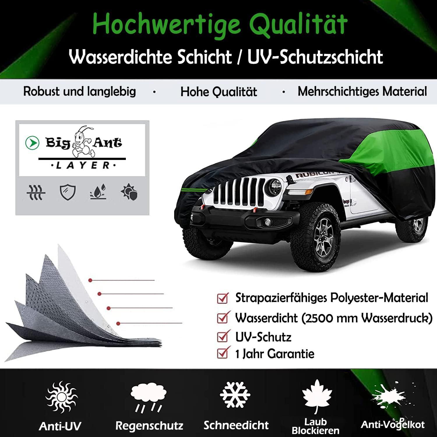 Autoabdeckung für Jeep Wrangler 2 Tür, wasserdicht, Vollgarage mit
