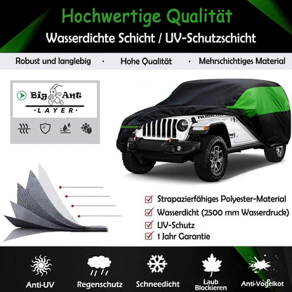 Autoabdeckung für Jeep Wrangler 2 Tür, wasserdicht, Vollgarage mit
