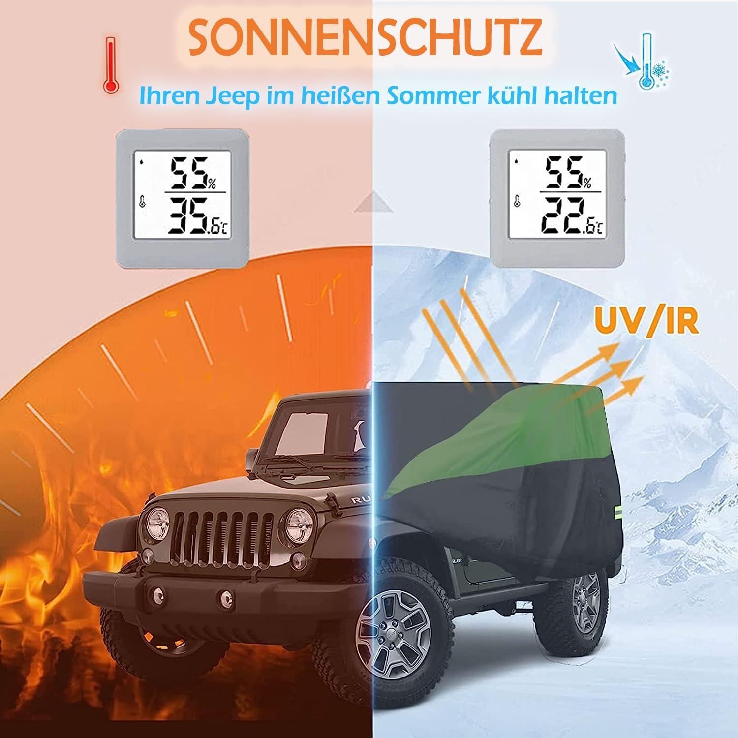 Autoabdeckung für Jeep Wrangler 2 Tür, wasserdichte Vollgarage Schwarz