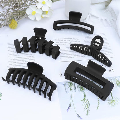 Haarklammer Set 5 Stück Schwarz Matt für Dickes Haar, Damen Haarspangen
