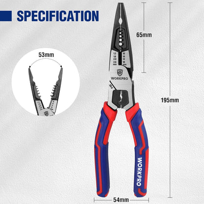 WORKPRO Multifunktionszange Cr-V Stahl 200mm für Elektriker