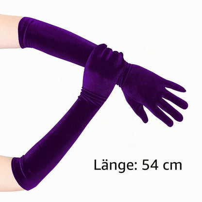 Samt Handschuhe Damen 1920er Jahre Ellenbogenlang Dunkellila