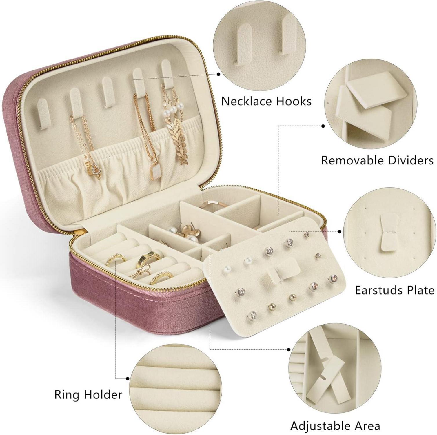 Schmuckkästchen Samt Schmuckbox für Damen Reise Organizer Ohrringe
