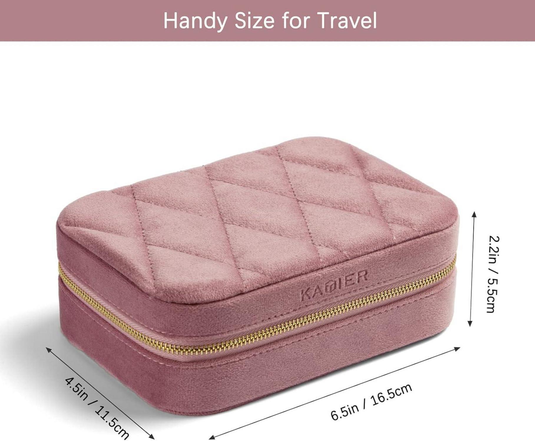 Kleines Schmuckkästchen für Damen, Reise Schmuckbox Samt Schmuckschatulle - Rosa Mittel