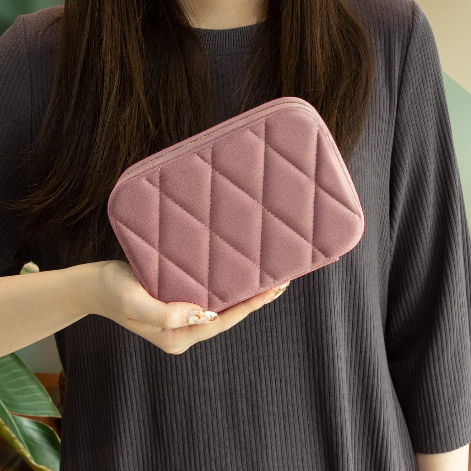 Kleine Schmuckkästchen für Damen, Reise Schmuckbox Samt