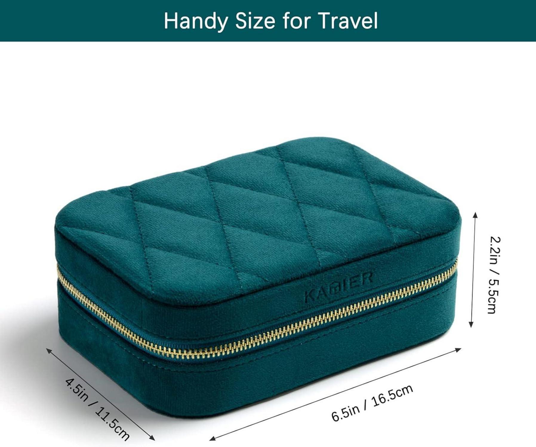 KAMIER Kleine Schmuckkästchen für Damen, Reise Schmuckbox Samt Schmuckschatulle Ohrringe Ringe Halsketten Pfauenblau