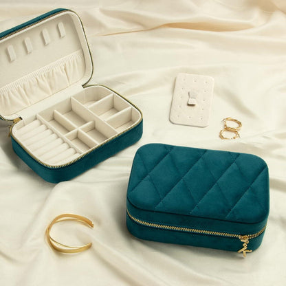 KAMIER Kleine Schmuckbox Damen Reise Samt Schmuckschatulle Ohrringe Ringe