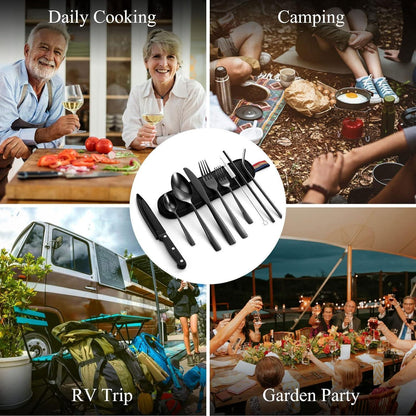 Odoland Besteck Set 10-teilig Edelstahl Outdoor Camping 2