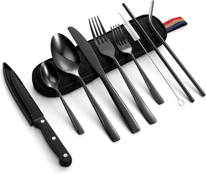 10-teiliges Edelstahl Besteck Set Outdoor Camping Reise mit