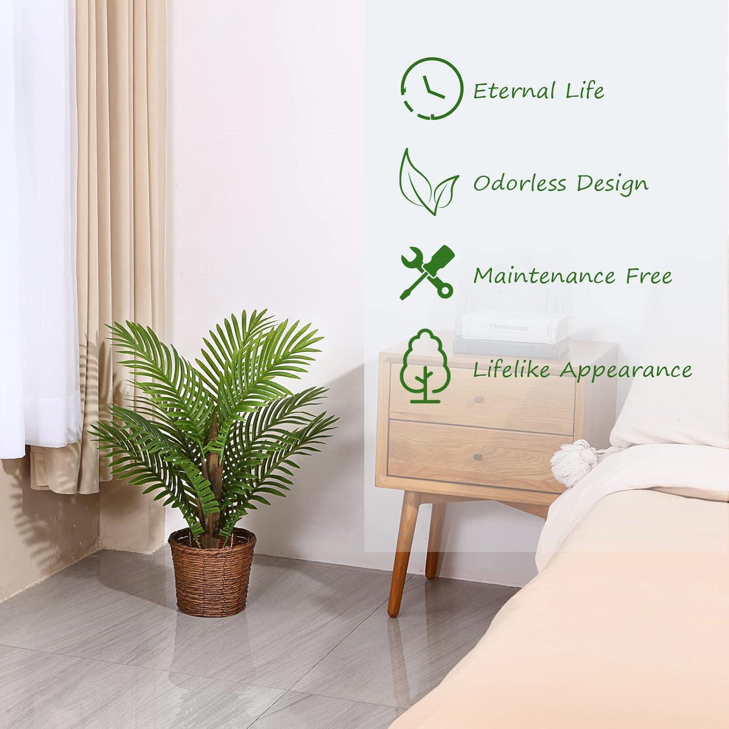 Kunstpalme Areca 70cm Groß Fake Plastik Pflanze Deko Büro Wohnzimmer