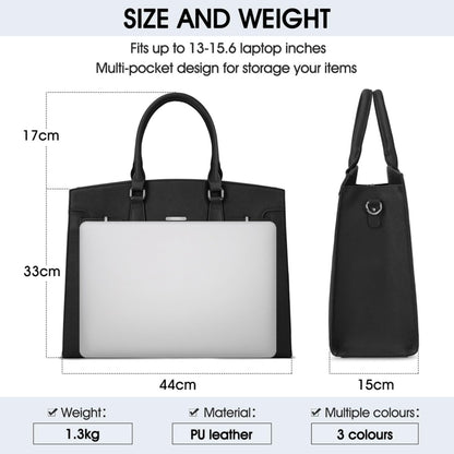 Schwarze Handtasche Damen Groß PU Leder 15.6 Zoll Laptop