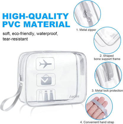 Durchsichtige Kulturtasche Set, 3 Stück PVC Make-up-Taschen - Grau