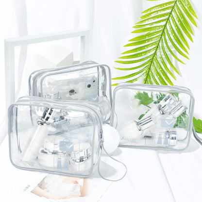 Aucuu 3er Set Transparente Kultur- und Kosmetiktaschen Grau TSA-Zugelassen