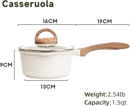 JEETEE Antihaft-Kasserolle 16cm mit Deckel 1.5L für alle