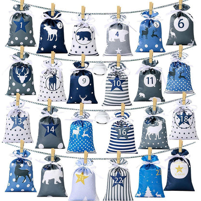Adventskalender zum Befüllen 24 Stoffbeutel
