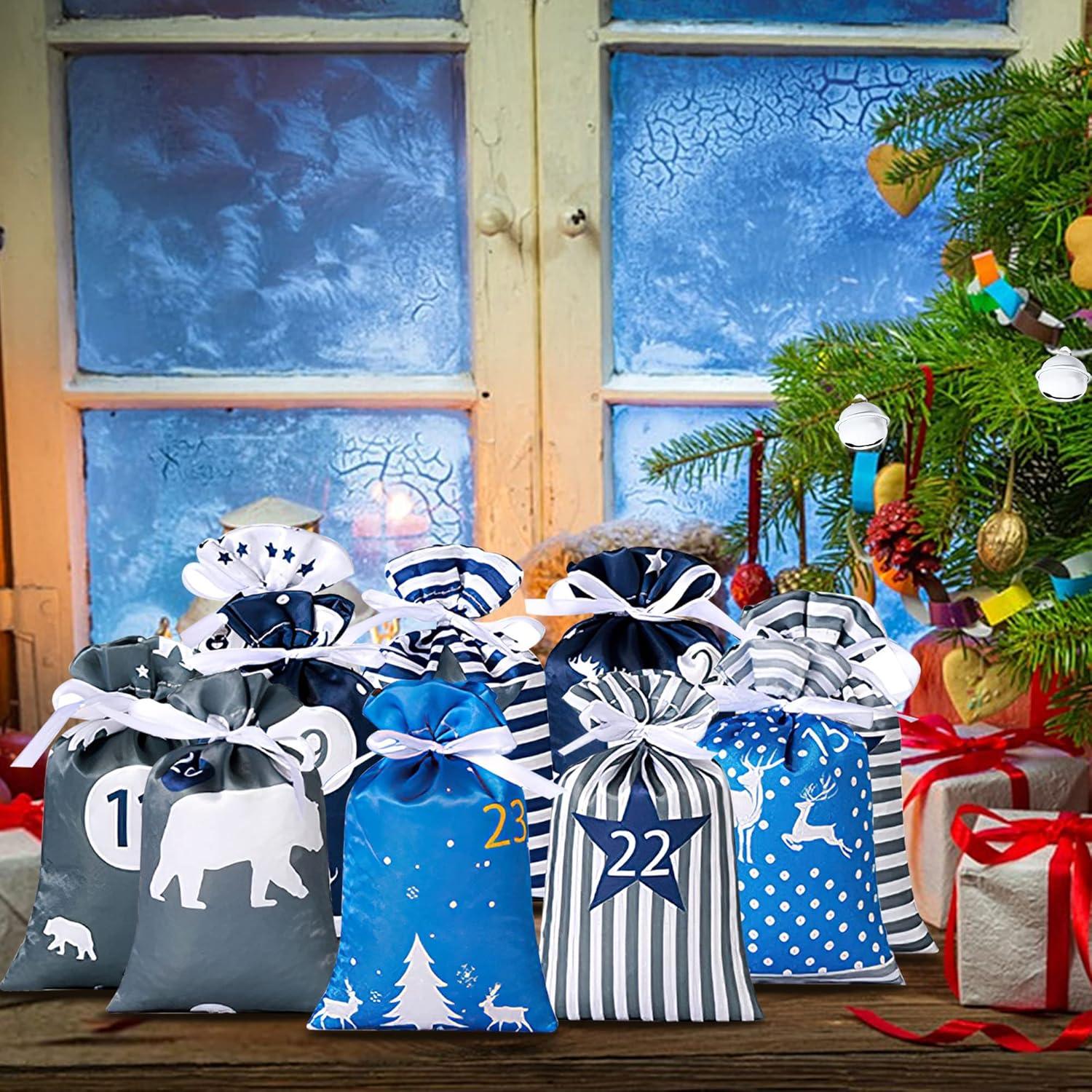 Adventskalender zum Befüllen Groß Weihnachtskalender 24 Stoffbeutel