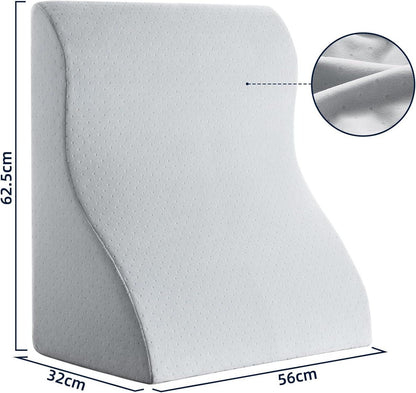 NOFFA Lesekissen Memory Schaum Keilkissen - Rückenunterstützung Sofa Bett - Breit 56cm Grau