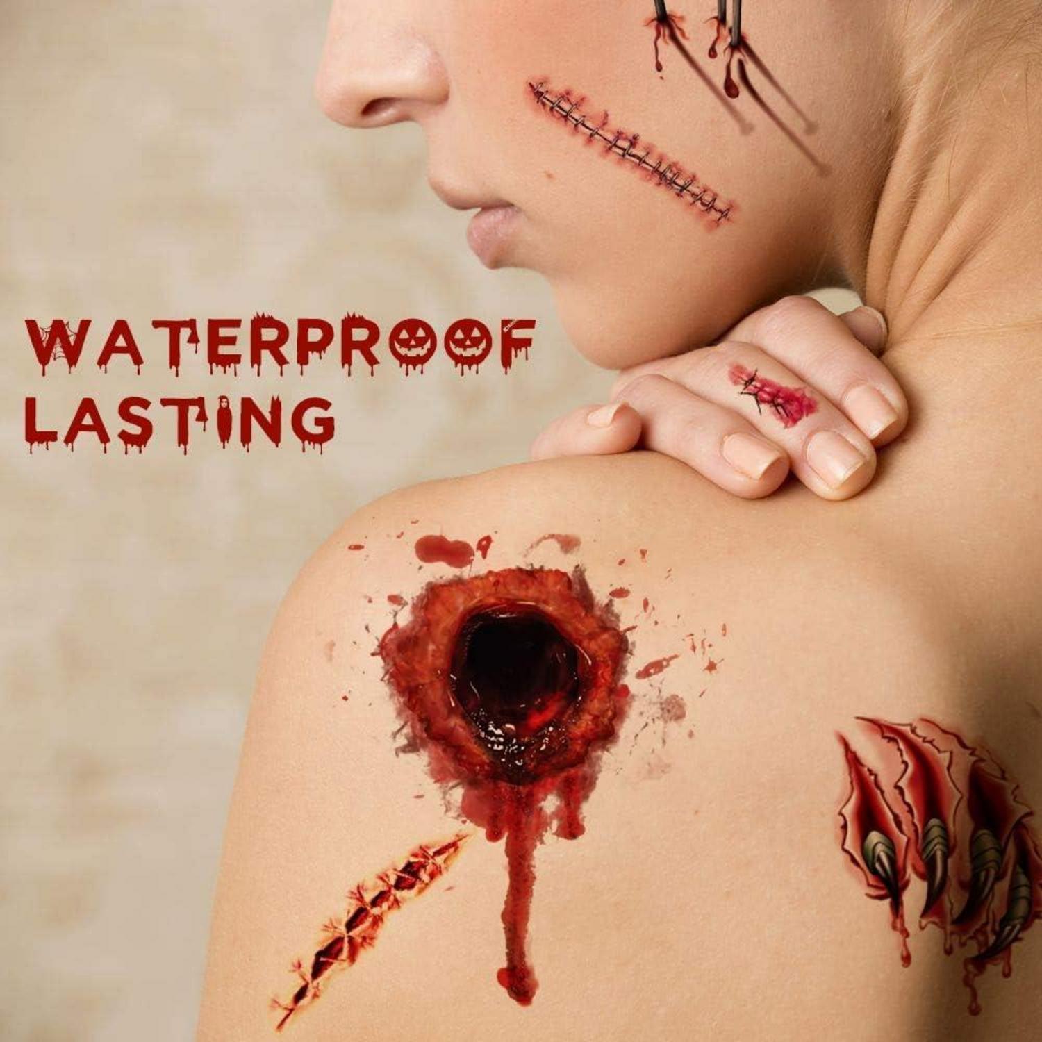 Halloween Tattoo Set 22 Blatt Narben Wunden Aufkleber