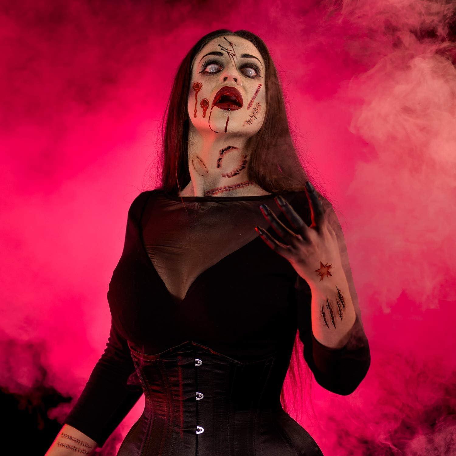 22 Blatt Halloween Temporäre Tattoos Narben Zombie Wunden Makeup