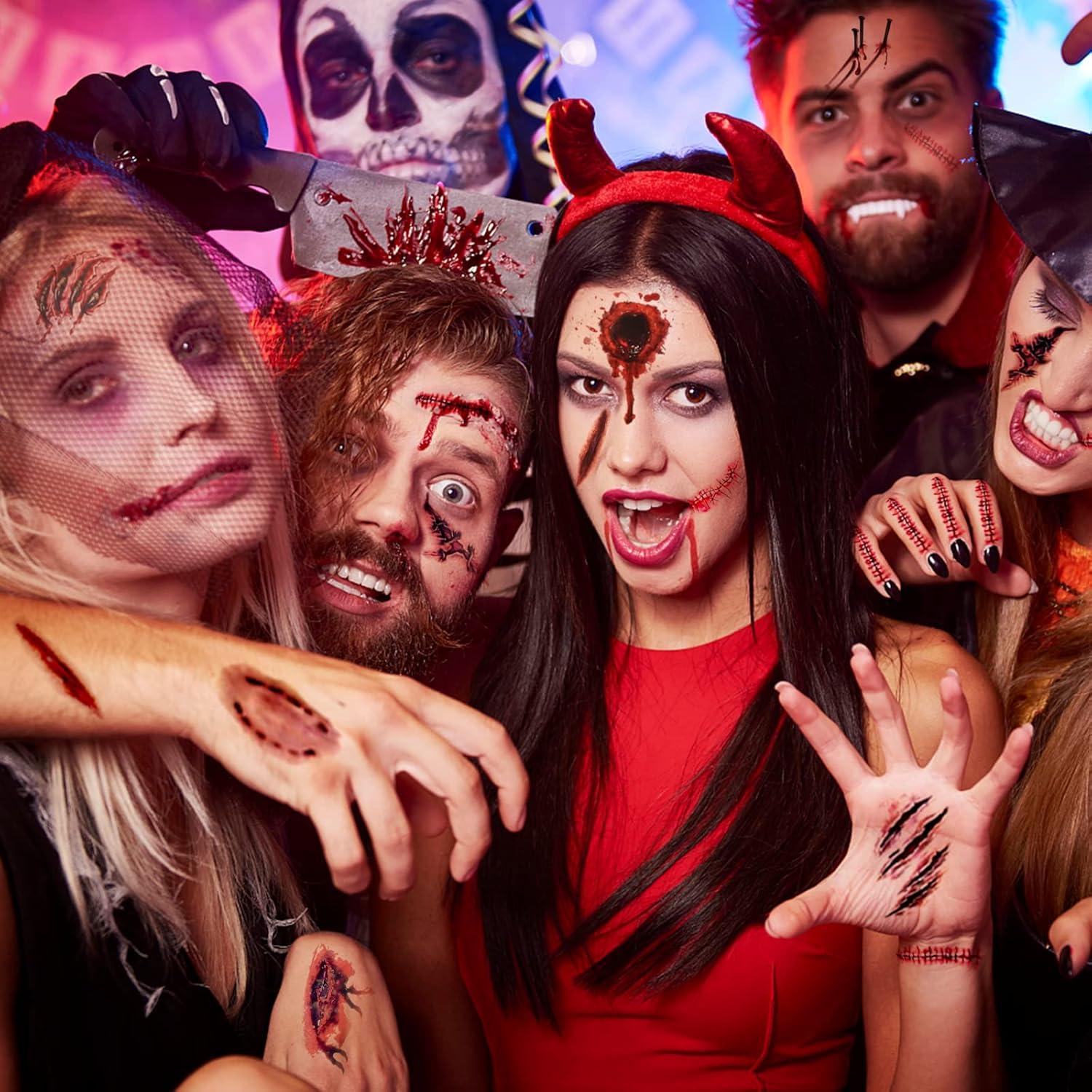 Halloween Tattoo Set 22 Blatt Narben Schminke Zombie Wunden Kunstblut