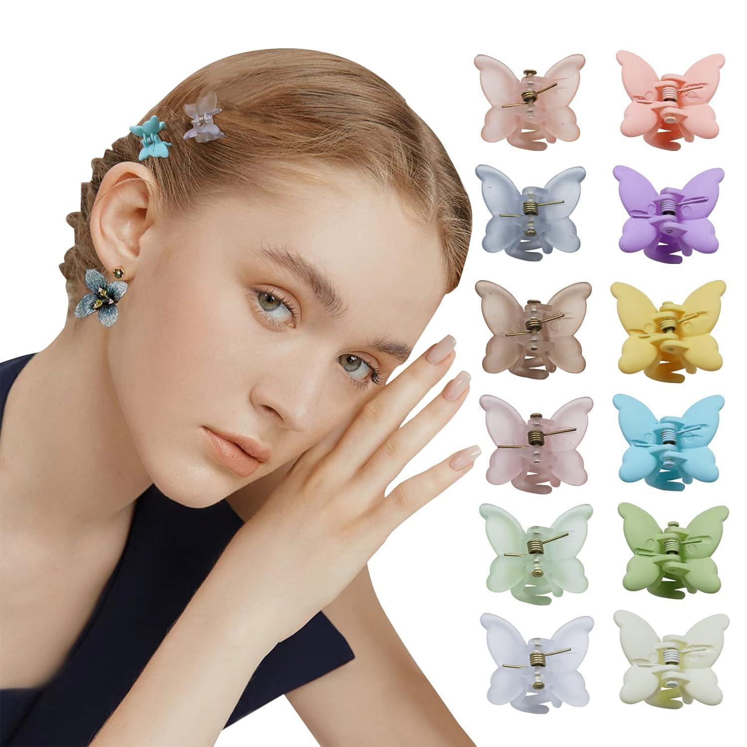12er Set Transparente Schmetterling Haarklammern - Mädchen Haarspangen