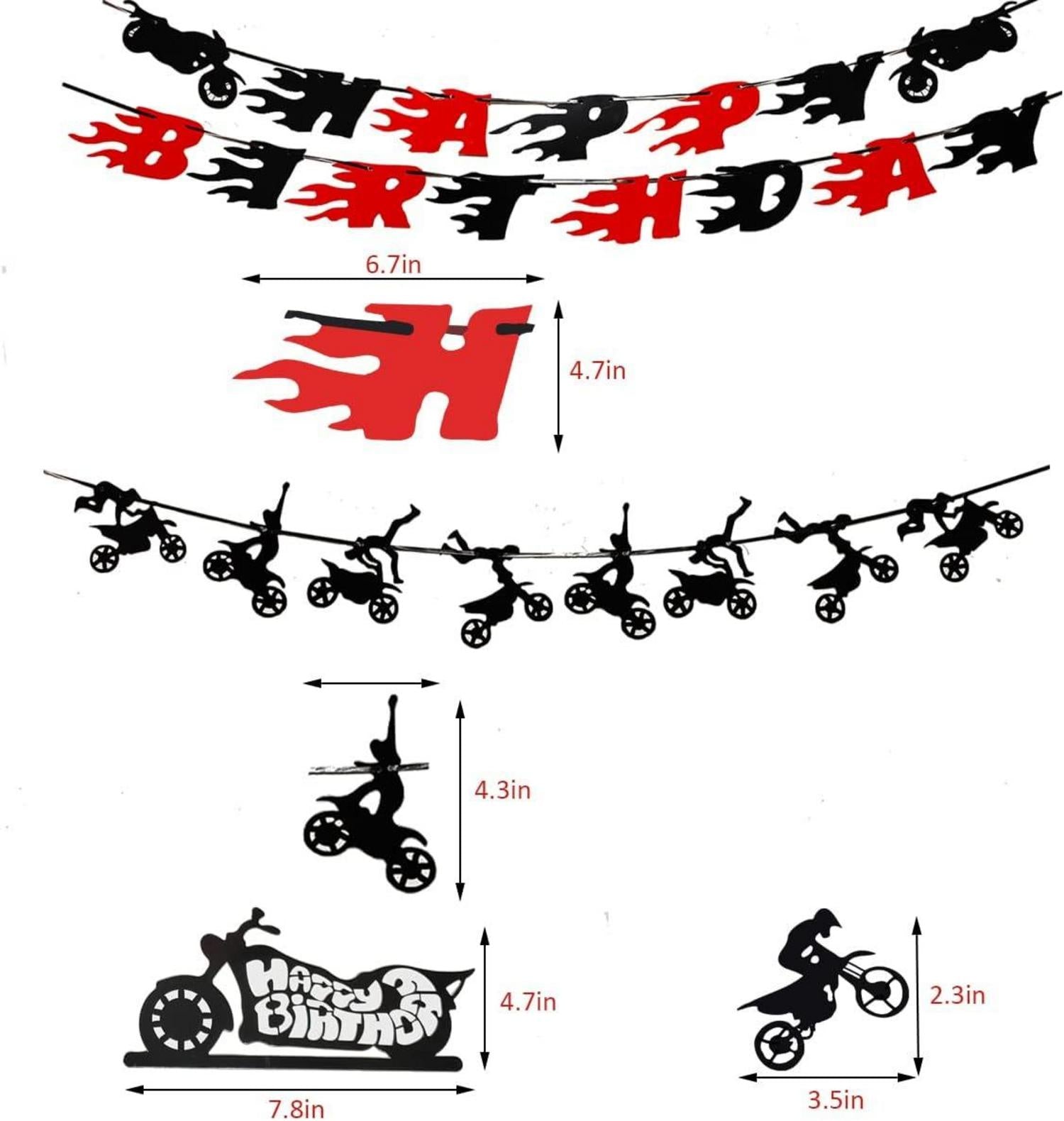 60 Stück Motocross Dirt Bike Geburtstagsparty Deko Banner Cupcake