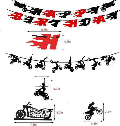 60 Stück Motocross Dirt Bike Geburtstagsparty Deko Banner Cupcake