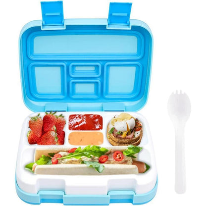 Bugucat Lunchbox 800ML Bento Box 5 Fächer Besteckset Blau