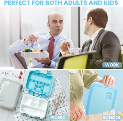 Bugucat Lunchbox 800ML Bento Box 5 Fächer Besteckset Blau