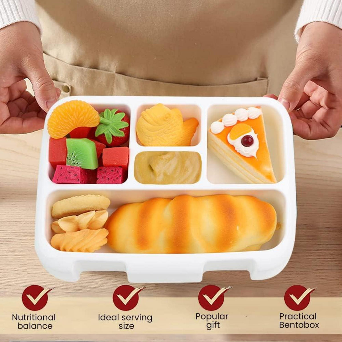 Lunchbox 800ML Bento Box Brotdose 5 Fächer Besteckset Mikrowellen