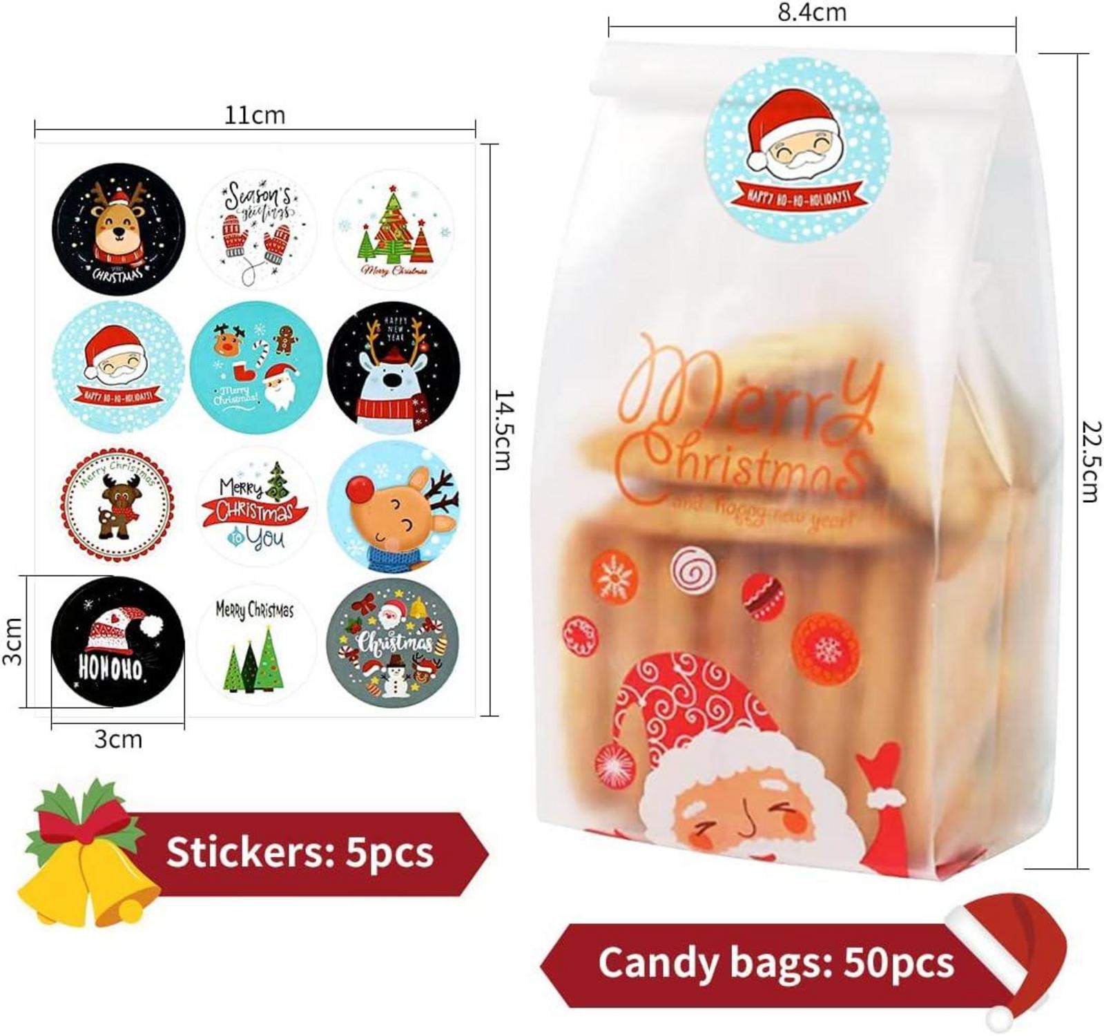 Weihnachts Cellophantüten 50 Stück Plätzchen Süssigkeit