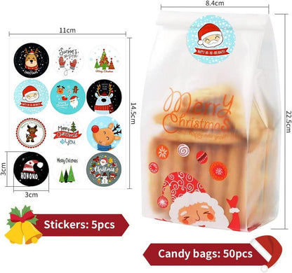 Weihnachts Cellophantüten 50 Stück Plätzchen Süssigkeit