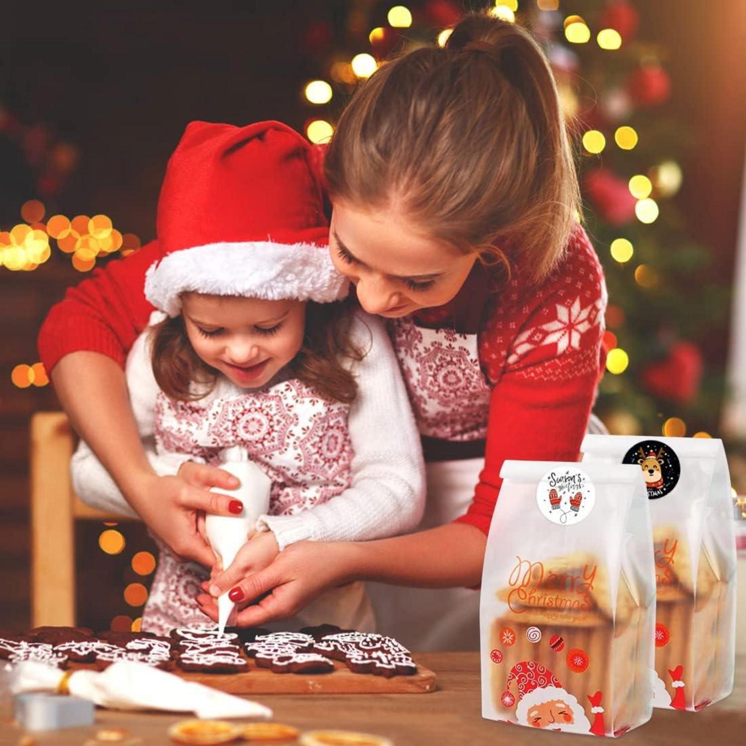 Weihnachten Cellophantüten 50 Stück Plätzchentüten Geschenke Santa