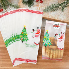 Weihnachtstüten transparent mit Aufkleber, 50 Stück - Plätzchen Süßigkeit Geschenktüten