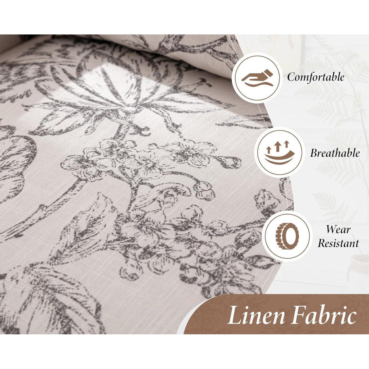 Leinen Ohrensessel Retro Wohnzimmer Sessel mit Holzbeinen Beige
