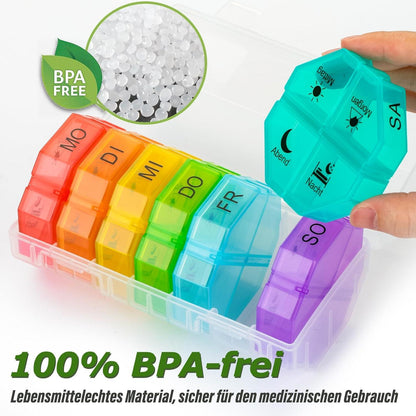 Tablettenbox 7 Tage Organizer mit 28 Extra Großen Fächern