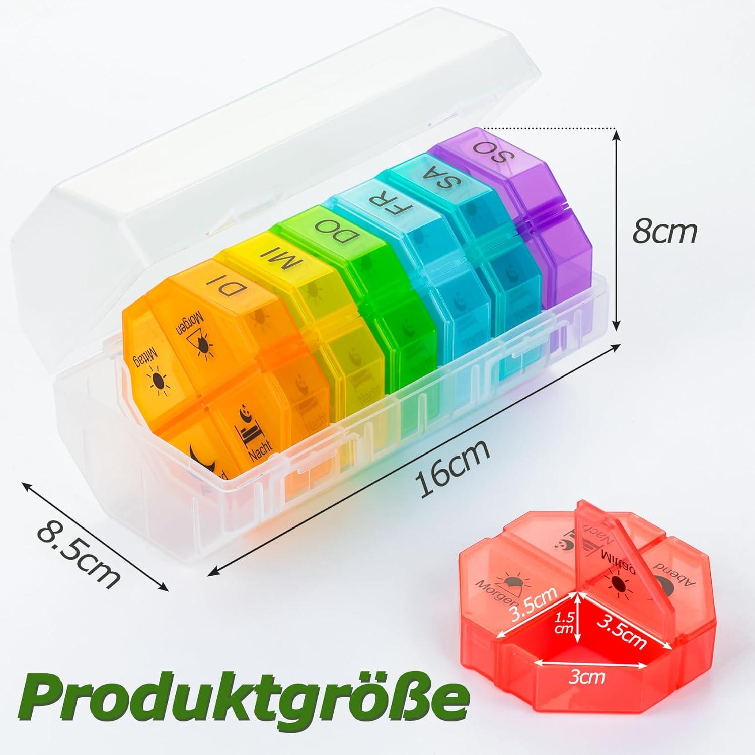 Tablettenbox 7 Tage Große Fächer Medikamenten Organizer 28 Extra Fächer