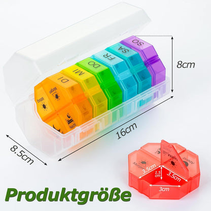 Tablettenbox 7 Tage Große Fächer Medikamenten Organizer 28 Extra Fächer