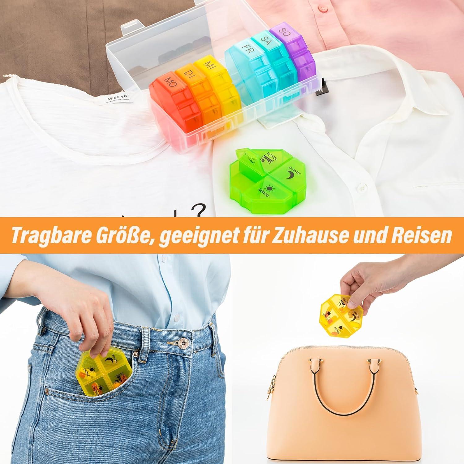 Tablettenbox 7 Tage Große Fächer Medikamenten Organizer 28 Extra Fächer
